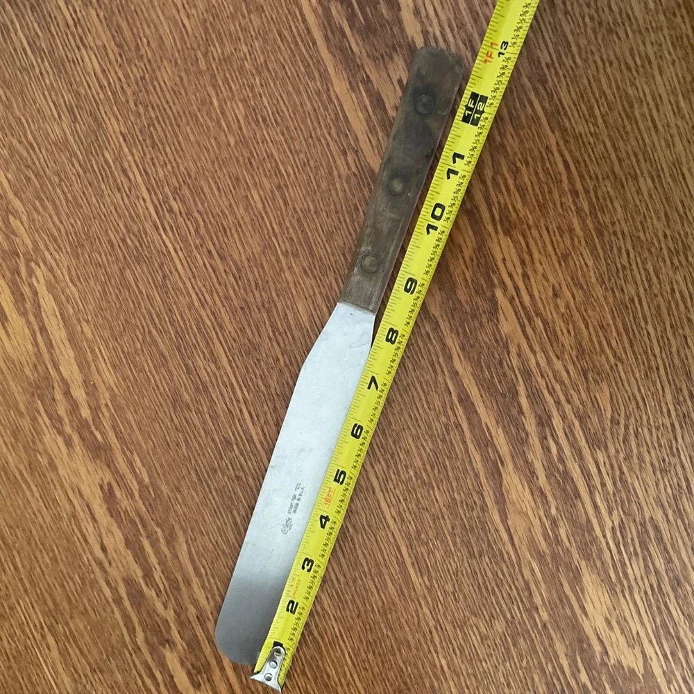 Vintage Clyde 1960s Carbon Steel Blade Spatula Icing Spreader‎ Knife Wood Handle